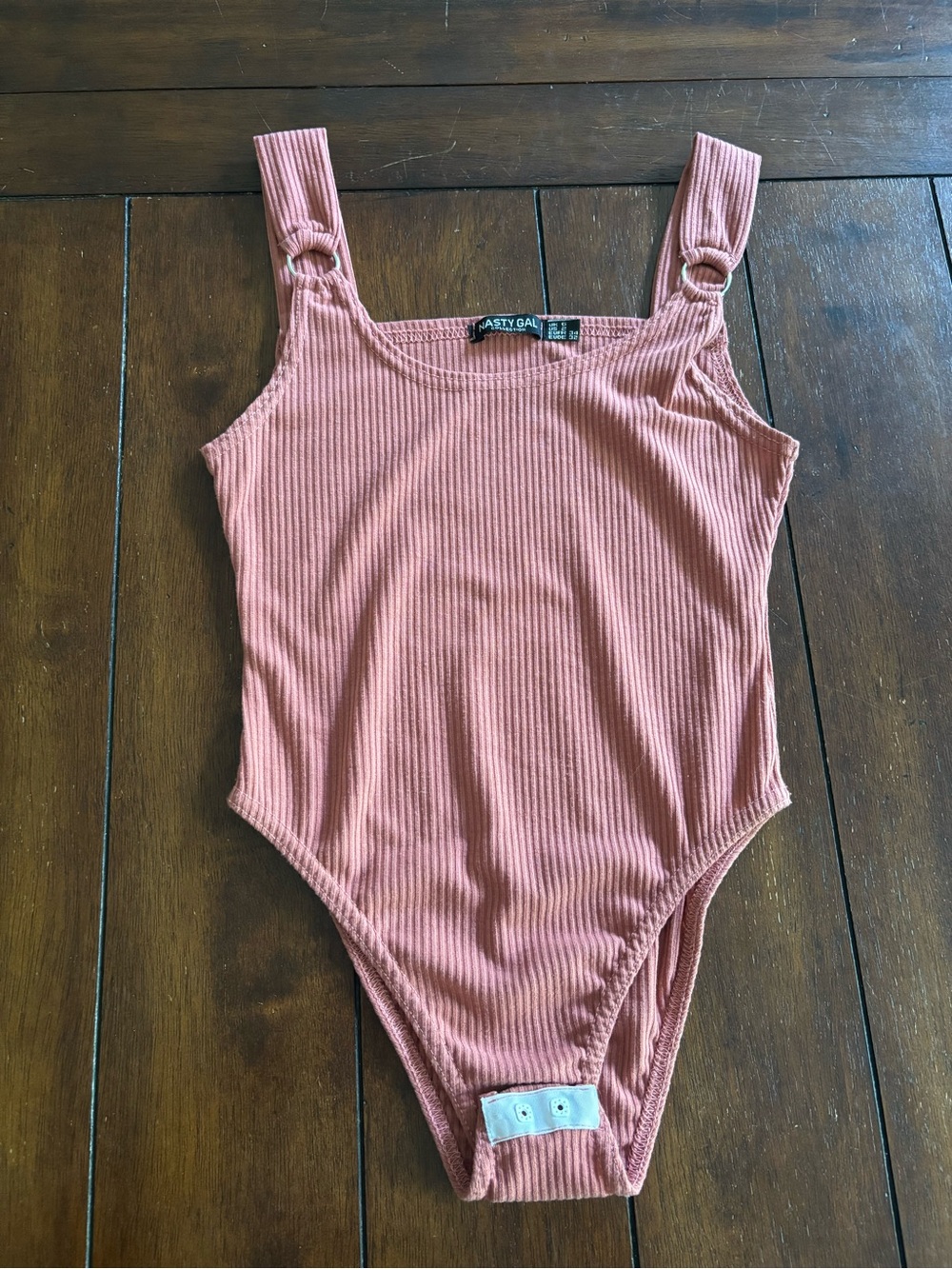 Nasty Gal Ribbed Rust Pink Tank Bodysuit